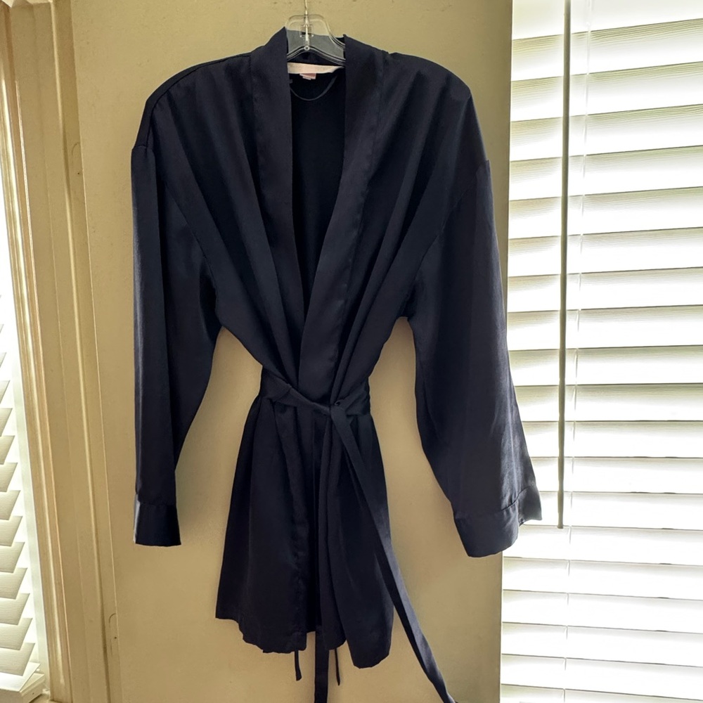Victoria's Secret Midnight Blue Satin Robe